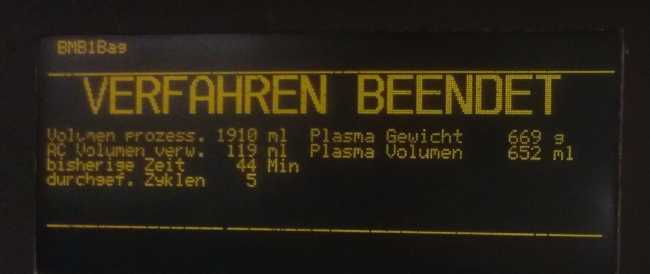 Plasmaspende Verfahren beendet