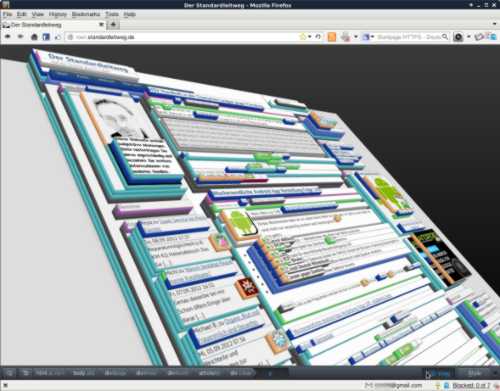 Firefox 3D Ansicht meiner Webseite