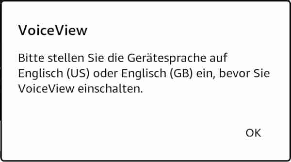 Kindle VoiceView Gerätesprache