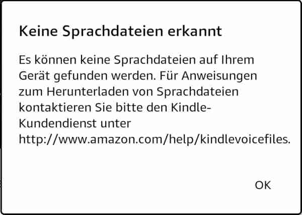 Kindle Fehlermeldung keine Sprachdateien mit Link