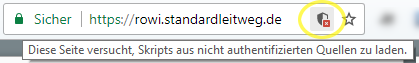 Warnung unsichere Skripte